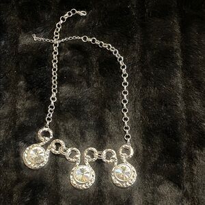 Elegant Silver Necklace with Crystal Accents